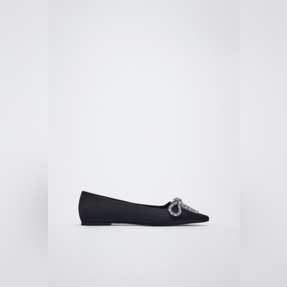 Zara Ballet Flats Decorated With Bow Black Balletcore 38 EUR 7.5 USA 7 1/2 - Picture 8 of 8